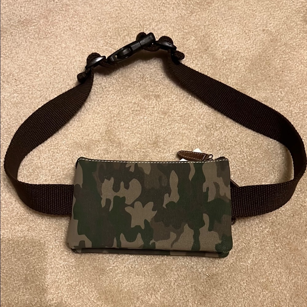 Camo and Brown Leather Fanny Pack Belt Bag
